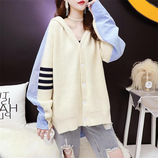 sweaters casual and hooded cardigans button up long sweater knit jacket korean clothing women winter, White;black
sweaters casual and hooded cardigans button up long sweater knit jacket korean clothing women winter, White;black