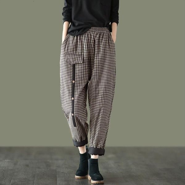 arrival autumn arts style womens capris elastic waist loose casual cotton linen plaid vintage harem plus size v175, Black;white
arrival autumn arts style womens capris elastic waist loose casual cotton linen plaid vintage harem plus size v175, Black;white