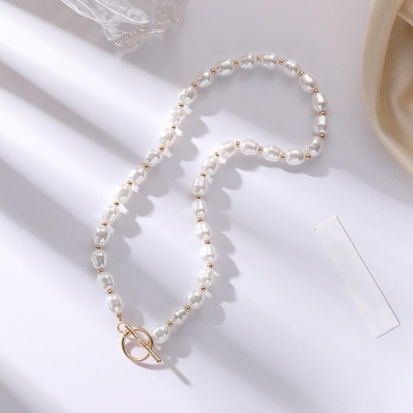 chains rillz retro style pearl necklace temperament female clavicle chain accessories for gift, Silver
chains rillz retro style pearl necklace temperament female clavicle chain accessories for gift, Silver