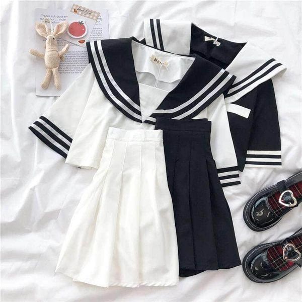 summer 2 piece set jk womens dresses uniform polyester student pleated short skirt college style school japanese sailor suit, White
summer 2 piece set jk womens dresses uniform polyester student pleated short skirt college style school japanese sailor suit, White