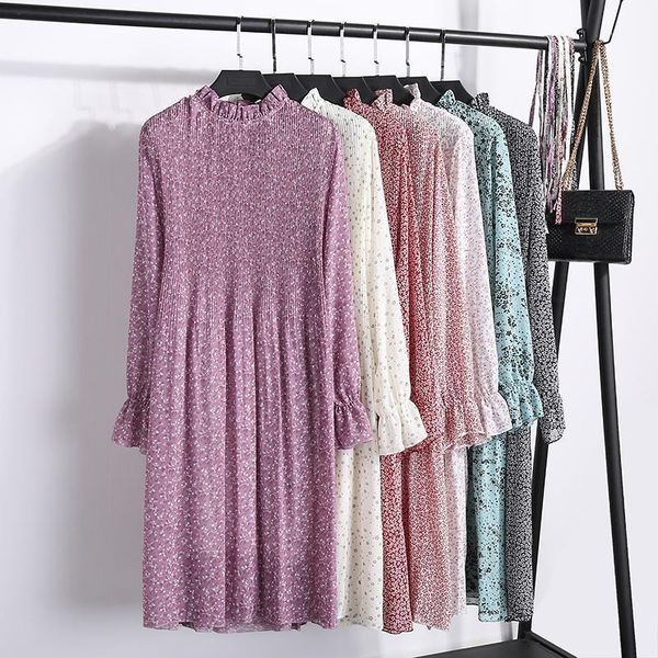 casual dresses women two layers chiffon pleated dress 2021 spring summer female vintage elegant long sleeve loose office lady, Black;gray
casual dresses women two layers chiffon pleated dress 2021 spring summer female vintage elegant long sleeve loose office lady, Black;gray
