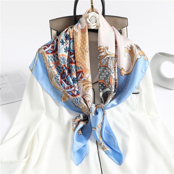scarves 2021 large square scarf silk scarfs female foulard retro printing decorative shawls pashmina headscarf 90*90cm, Blue;gray
scarves 2021 large square scarf silk scarfs female foulard retro printing decorative shawls pashmina headscarf 90*90cm, Blue;gray