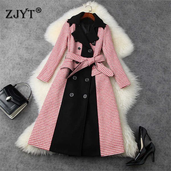 women color block tweed woolen jackets and coats winter fashion vintage houndstooth long overcoat warm wool blend outerwear 210601, Black
women color block tweed woolen jackets and coats winter fashion vintage houndstooth long overcoat warm wool blend outerwear 210601, Black