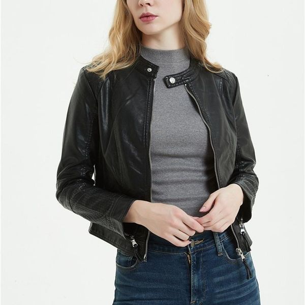 women's leather & faux spring autumn pu women short slim jacket black o-neck motorcycle lady coat xo6b
women's leather & faux spring autumn pu women short slim jacket black o-neck motorcycle lady coat xo6b