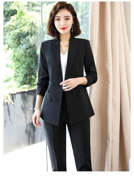 women's suits & blazers 2021 business women pant 2pcs pants sets pink solid blazer + pencil office lady notched jacket female outfits, White;black
women's suits & blazers 2021 business women pant 2pcs pants sets pink solid blazer + pencil office lady notched jacket female outfits, White;black