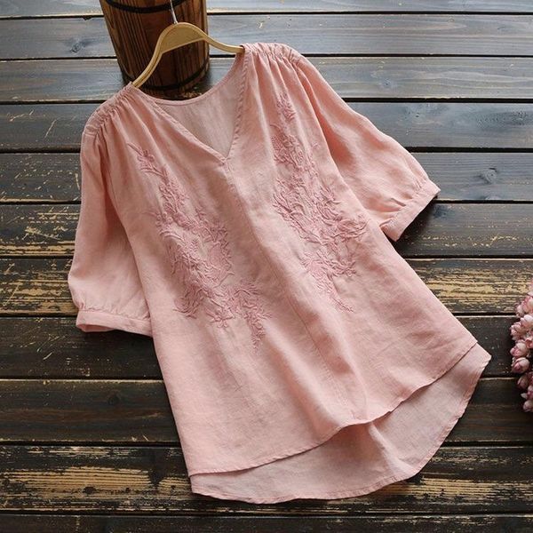 women's blouses & shirts 2021 spring summer retro embroidery shirt women short sleeve loose v neck top, White
women's blouses & shirts 2021 spring summer retro embroidery shirt women short sleeve loose v neck top, White