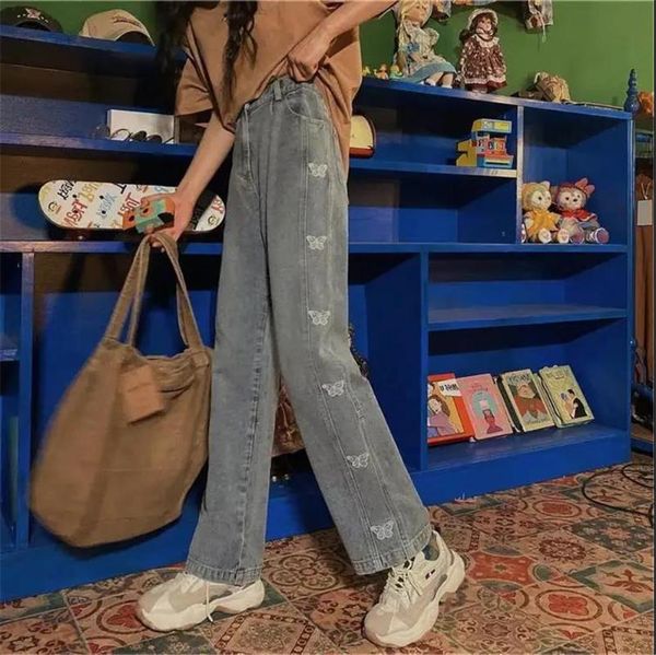 women's jeans summer kawaii butterfely pants female women cute boyfriend loose high waist cool stright trousers girl, Blue
women's jeans summer kawaii butterfely pants female women cute boyfriend loose high waist cool stright trousers girl, Blue