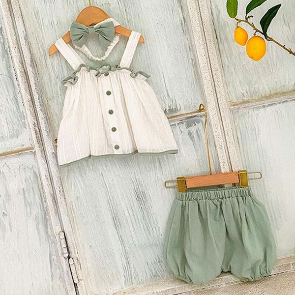 clothing sets sleeveless suspender shorts+hair band suit summer infant baby girls lovely princess style clothes, White
clothing sets sleeveless suspender shorts+hair band suit summer infant baby girls lovely princess style clothes, White