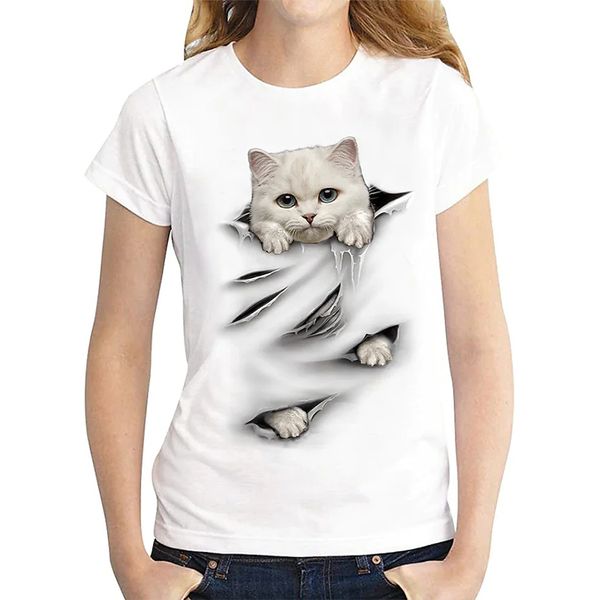 cute cat pattern women's fashion style 3d printing round neck casual streetwear summer basic short-sleeved t-shirt, White
cute cat pattern women's fashion style 3d printing round neck casual streetwear summer basic short-sleeved t-shirt, White