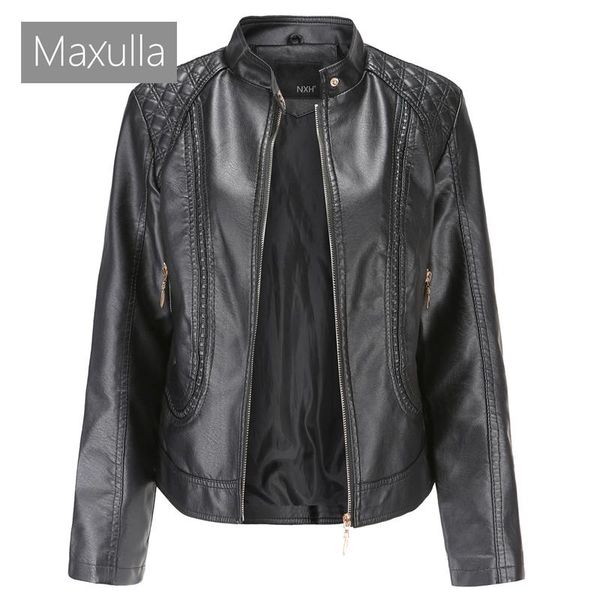 women's leather & faux maxulla jackets lady girl's zipper basic biker coats women turn-down collar motor clothing, Black
women's leather & faux maxulla jackets lady girl's zipper basic biker coats women turn-down collar motor clothing, Black