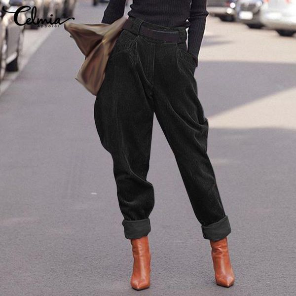 women's pants & capris celmia 2021 autumn street harem women vintage casual loose harajuku pantalon elastic high waist pockets corduroy, Black;white
women's pants & capris celmia 2021 autumn street harem women vintage casual loose harajuku pantalon elastic high waist pockets corduroy, Black;white