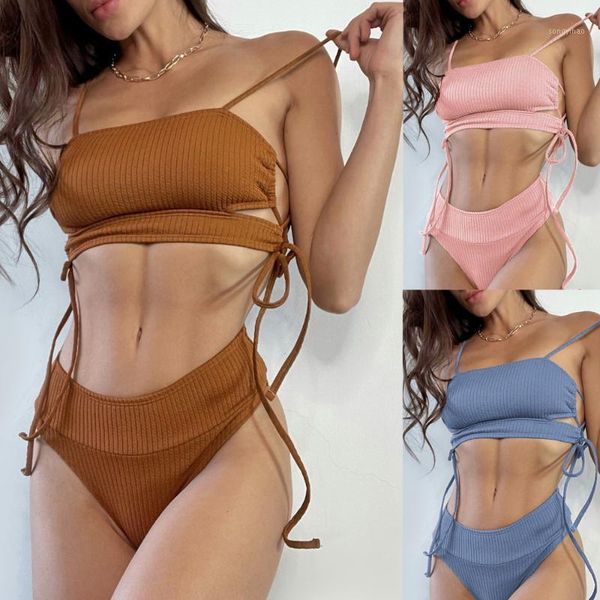 women's swimwear casual style women solid color lace up two piece bikini set 2021 summer fashion holiday swimsuit, White;black
women's swimwear casual style women solid color lace up two piece bikini set 2021 summer fashion holiday swimsuit, White;black