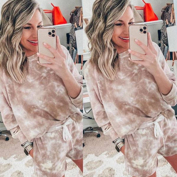 women's tracksuits womens casual autumn and winter comfort long sleeve dyeing printing blouses wide leg short pants two piece loose set, Gray
women's tracksuits womens casual autumn and winter comfort long sleeve dyeing printing blouses wide leg short pants two piece loose set, Gray