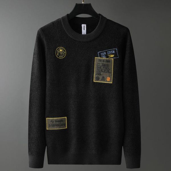 men's sweaters luxury fashion brand chenille sweater round neck slim embroidery pullover autumn and winter thickened warm trend, White;black
men's sweaters luxury fashion brand chenille sweater round neck slim embroidery pullover autumn and winter thickened warm trend, White;black