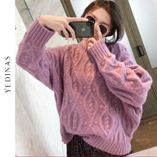 yedinas solid pullover sweater knitted women winter casual long sleeve o neck warm purple ladies jumper loose female 210527, White;black
yedinas solid pullover sweater knitted women winter casual long sleeve o neck warm purple ladies jumper loose female 210527, White;black