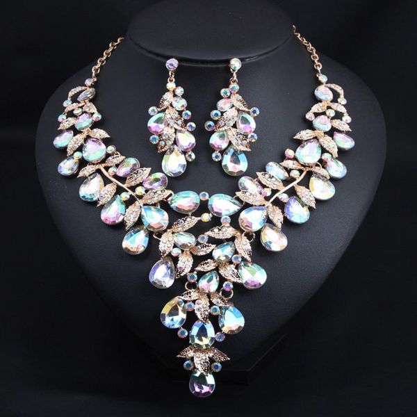 earrings & necklace luxury women party wedding jewelry set gifts colorful rhinestones water drop elegant bride crystal accessories, Silver
earrings & necklace luxury women party wedding jewelry set gifts colorful rhinestones water drop elegant bride crystal accessories, Silver
