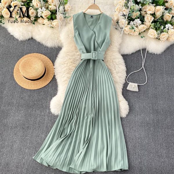 yuoomuoo elegant sleeveless summer dress women pleated long with belt korean fashion maxi party vestidos casual dresses, Black;gray
yuoomuoo elegant sleeveless summer dress women pleated long with belt korean fashion maxi party vestidos casual dresses, Black;gray