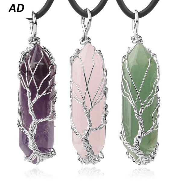 hand wrapped lifetree natural stone bullet pendant necklace amethyst turquoise crystal hexagonal necklaces lovers gift, Silver
hand wrapped lifetree natural stone bullet pendant necklace amethyst turquoise crystal hexagonal necklaces lovers gift, Silver
