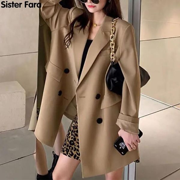 women's suits & blazers sister fara elegant double breasted blazer spring jacket coat loose pocket solid ladies autumn casual, White;black
women's suits & blazers sister fara elegant double breasted blazer spring jacket coat loose pocket solid ladies autumn casual, White;black