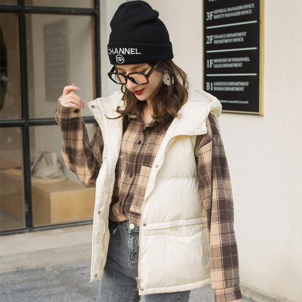 women's vests 2021 autumn winter fashion women white duck down coat female short solid puffer jacket vest stand waistcoat loose outwear, Black;white
women's vests 2021 autumn winter fashion women white duck down coat female short solid puffer jacket vest stand waistcoat loose outwear, Black;white