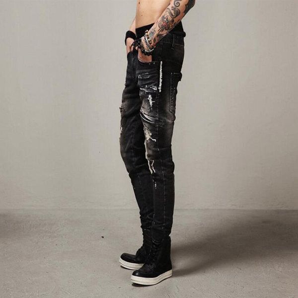 men's jeans fashion men black ny ripped stretch slim west hip hop swag denim motorcycle biker pants, Blue
men's jeans fashion men black ny ripped stretch slim west hip hop swag denim motorcycle biker pants, Blue