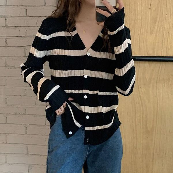 women's knits & tees knitted striped cardigan for women autumn korean style sweater coat female jacket sueter mujer knit outerwear chic, White
women's knits & tees knitted striped cardigan for women autumn korean style sweater coat female jacket sueter mujer knit outerwear chic, White
