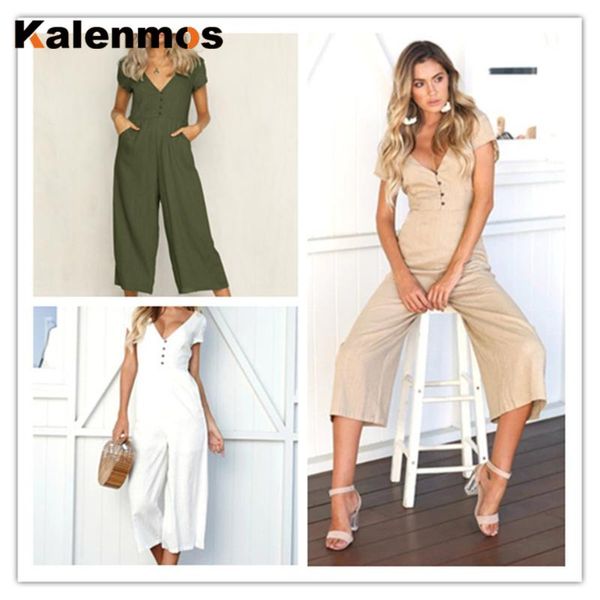 women's jumpsuits & rompers summer beach boho jumpsuit women button v-neck short sleeve slim long pants white wide leg loose leisure bo, Black;white
women's jumpsuits & rompers summer beach boho jumpsuit women button v-neck short sleeve slim long pants white wide leg loose leisure bo, Black;white