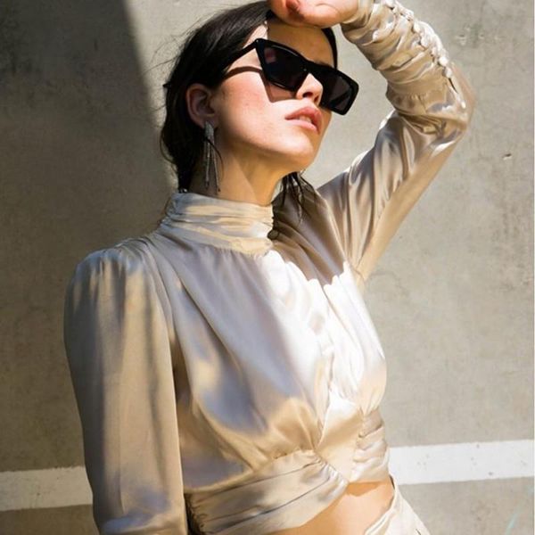 women's blouses & shirts women high collar shirt fashion white solid color long-sleeved crop tight waist blouse spring elegant shor
women's blouses & shirts women high collar shirt fashion white solid color long-sleeved crop tight waist blouse spring elegant shor