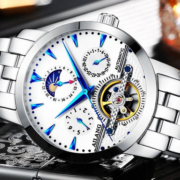 men automatic mechanical watch fashion casual stainless steel military sport self-wind watches relogio masculino wristwatches, Slivery;brown
men automatic mechanical watch fashion casual stainless steel military sport self-wind watches relogio masculino wristwatches, Slivery;brown