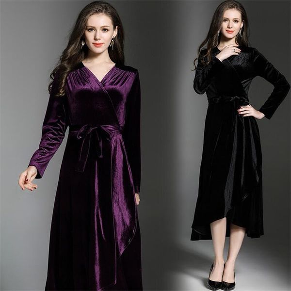 casual dresses velvet elegant maxi dress vestidos women spring autumn 2021 ruffles fit and flare velour black plus size -8xl, Black;gray
casual dresses velvet elegant maxi dress vestidos women spring autumn 2021 ruffles fit and flare velour black plus size -8xl, Black;gray