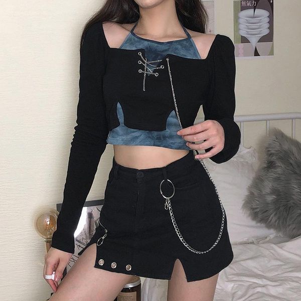 y2k street trend tie-dye hanging neck bandage stitching chain self-cultivation fake two-piece long-sleeve t-shirt nw5625w0h women's, White
y2k street trend tie-dye hanging neck bandage stitching chain self-cultivation fake two-piece long-sleeve t-shirt nw5625w0h women's, White