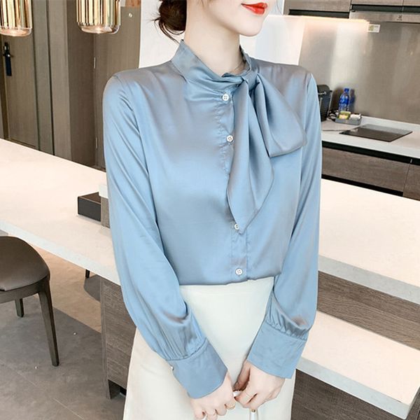 korean silk women blouse woman satin bow tie s long sleeve shirt plus size ladies shirts 210427, White
korean silk women blouse woman satin bow tie s long sleeve shirt plus size ladies shirts 210427, White