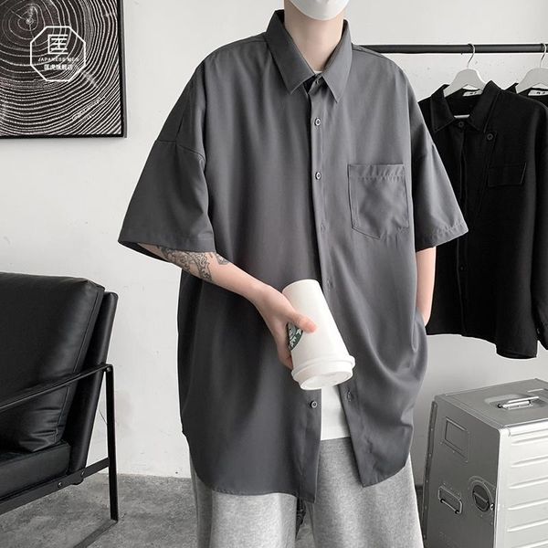 men's casual shirts plus size men short sleeve summer draped harajuku loose button-up teens leisure daily streetwear white shirt camisa, White;black
men's casual shirts plus size men short sleeve summer draped harajuku loose button-up teens leisure daily streetwear white shirt camisa, White;black