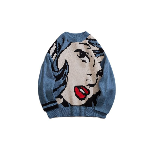 men's sweaters 2021 anime manga print kpop purple jacquard knitted sweater men harajuku fashion casual pullovers women knitwear korean, White;black
men's sweaters 2021 anime manga print kpop purple jacquard knitted sweater men harajuku fashion casual pullovers women knitwear korean, White;black