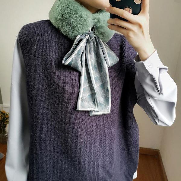 scarves korean style autumn winter women fake fur collar scarf plush neck warm ribbon foulard skinny silk shawl wraps, Blue;gray
scarves korean style autumn winter women fake fur collar scarf plush neck warm ribbon foulard skinny silk shawl wraps, Blue;gray