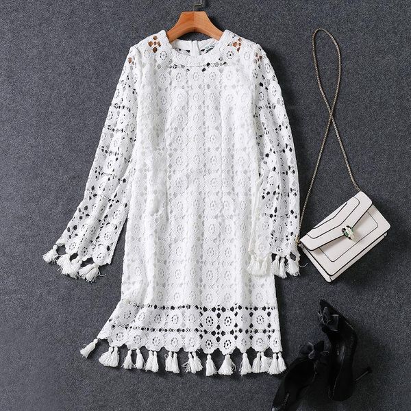casual dresses elegant fancy princess white lace dress straight cut flower crochet tassels high end robe vestido renda, Black;gray
casual dresses elegant fancy princess white lace dress straight cut flower crochet tassels high end robe vestido renda, Black;gray