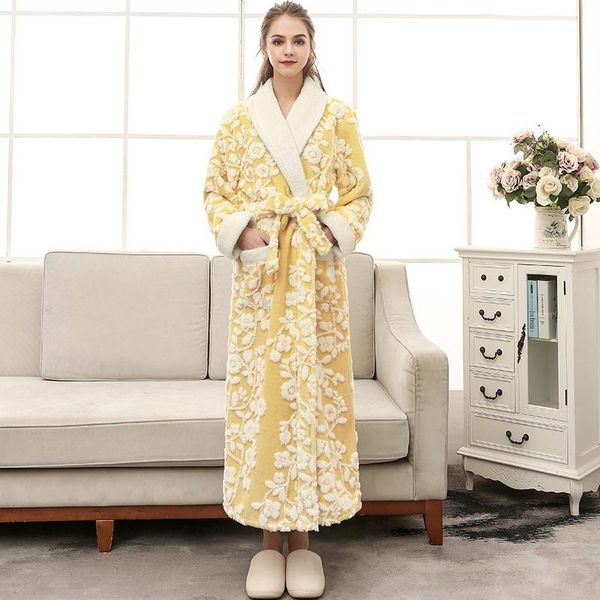 women's sleepwear long bath robe with sashes winter floral v neck pockets ladies terry bathrobe thick sleeve for female, Black;red
women's sleepwear long bath robe with sashes winter floral v neck pockets ladies terry bathrobe thick sleeve for female, Black;red