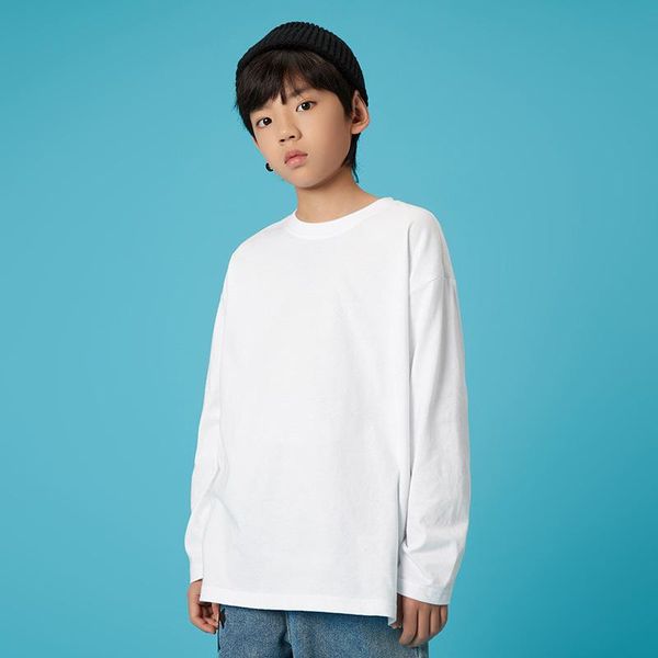 children's clothing simple basic solid color boys cotton long-sleeved bottoming shirt with hem slits in the big children's loose t, Blue
children's clothing simple basic solid color boys cotton long-sleeved bottoming shirt with hem slits in the big children's loose t, Blue