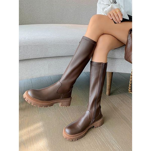 boots 2021 autumn women soft leather knee high thick bottom woman long fashion waterproof round toe plush footwear, Black
boots 2021 autumn women soft leather knee high thick bottom woman long fashion waterproof round toe plush footwear, Black
