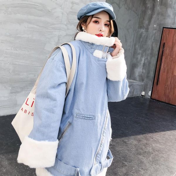 women's jackets 2021 warm winter bomber light blue cotton long basic ladies windbreaker female women coat jeans denim thick, Black;brown
women's jackets 2021 warm winter bomber light blue cotton long basic ladies windbreaker female women coat jeans denim thick, Black;brown