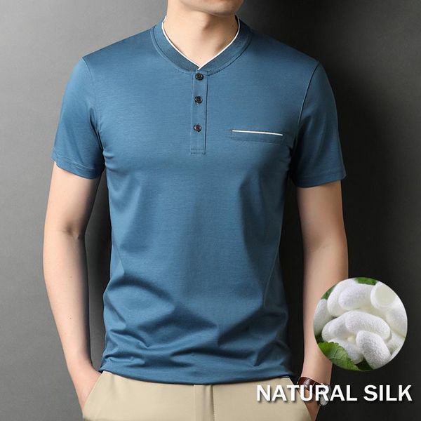 men's t-shirts 43% lyocell,32.3% cotton,7% silk shirt men with three buttons lightweight comfort soft stand neck t male navy blue, White;black
men's t-shirts 43% lyocell,32.3% cotton,7% silk shirt men with three buttons lightweight comfort soft stand neck t male navy blue, White;black