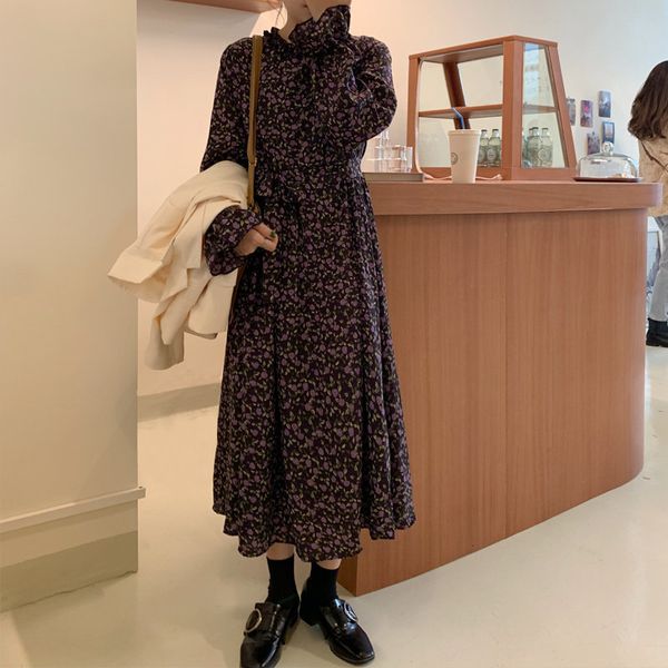 dresses print floral sweet chic stylish korean waist-controlled basic retro arrival women elegant long es, Black;gray
dresses print floral sweet chic stylish korean waist-controlled basic retro arrival women elegant long es, Black;gray