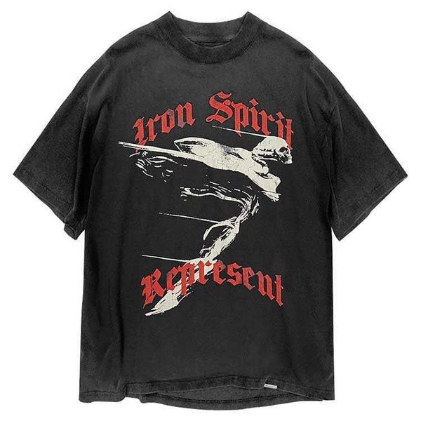 men's t-shirts rep 21fw metal angel printed short sleeve t-shirt vintage high street wash used men's and women's tees fashion, White;black
men's t-shirts rep 21fw metal angel printed short sleeve t-shirt vintage high street wash used men's and women's tees fashion, White;black