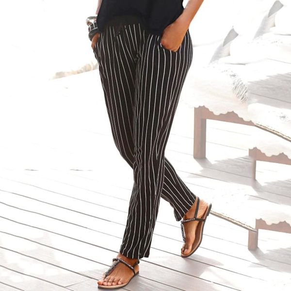 women's pants & capris women casual high waist striped printing pencil pant easy trousers long boho beach pockets loose pantalon femme, Black;white
women's pants & capris women casual high waist striped printing pencil pant easy trousers long boho beach pockets loose pantalon femme, Black;white