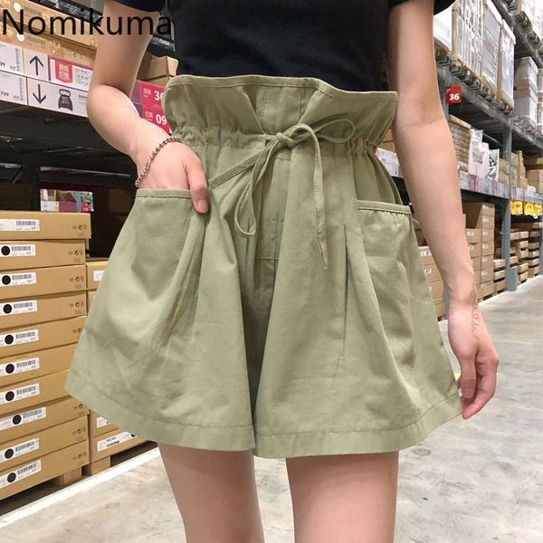 women's shorts nomikuma bud women solid lace up stretch waist ladies bottoms korean casual pockets wide leg short pants 2021 3a828, White;black
women's shorts nomikuma bud women solid lace up stretch waist ladies bottoms korean casual pockets wide leg short pants 2021 3a828, White;black