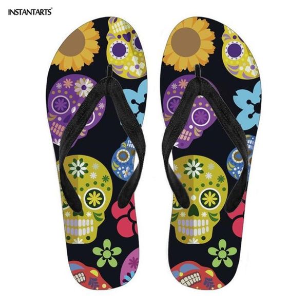 slippers instantarts trendy sugar skulls art pattern youth girl casual summer beach water woman 's leisure outside flip flops, Black
slippers instantarts trendy sugar skulls art pattern youth girl casual summer beach water woman 's leisure outside flip flops, Black