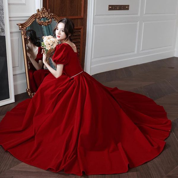 ethnic clothing burgundy romantic bride wedding dress charming evening party puff sleeve banquet elegant maxi prom gowns, Red
ethnic clothing burgundy romantic bride wedding dress charming evening party puff sleeve banquet elegant maxi prom gowns, Red