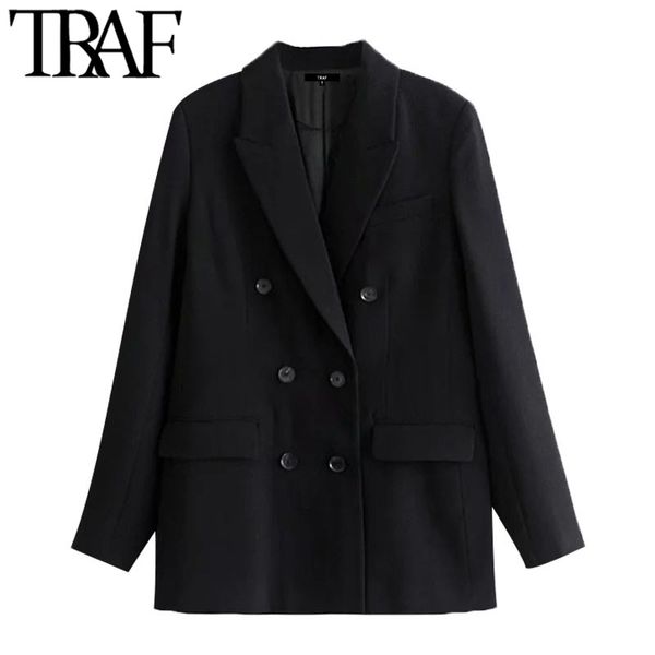traf women fashion double breasted black blazer coat vintage long sleeve pockets female outerwear chic veste femme 210415, Black;brown
traf women fashion double breasted black blazer coat vintage long sleeve pockets female outerwear chic veste femme 210415, Black;brown