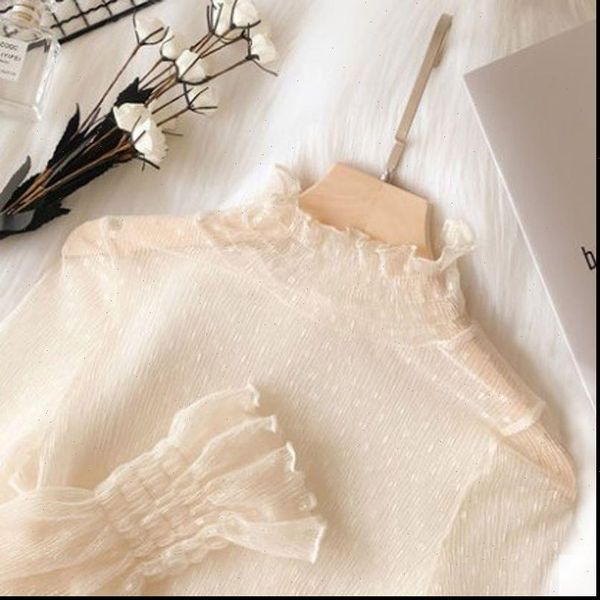 design flare sleeved lace womens blouses and turtleneck loose see through elegant pull vintage princess, White
design flare sleeved lace womens blouses and turtleneck loose see through elegant pull vintage princess, White