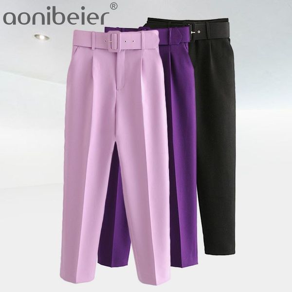 women's pants & capris aonibeier 2022 za woman career pant office lady straight belt casual ankle length women trousers oem female suit, Black;white
women's pants & capris aonibeier 2022 za woman career pant office lady straight belt casual ankle length women trousers oem female suit, Black;white